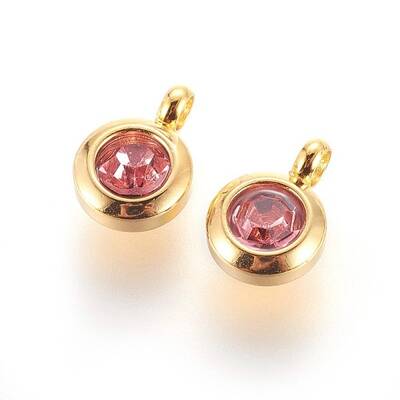 304 Stainless Steel Rhinestone Charms