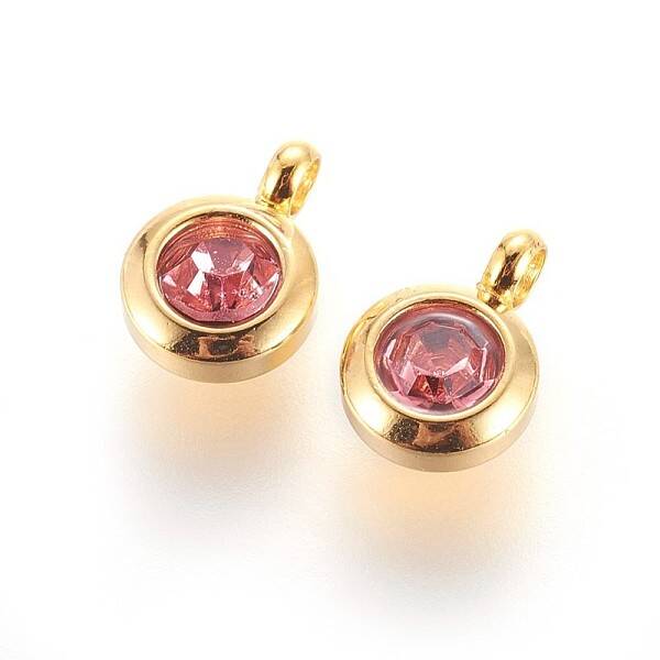 304 Stainless Steel Rhinestone Charms