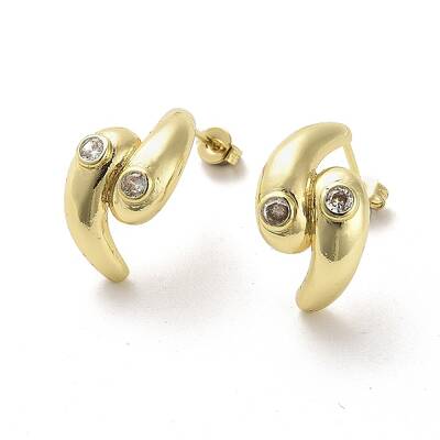 Teardrop Rack Plating Brass Micro Pave Clear Cubic Zirconia Stud Earrings