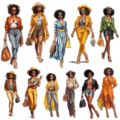 Fashion Girl Pattern Clip Art, 96pcs/12 Sheets Cartoon Self-adhesive Stickers, Perfect for Journal Supplies, Scrapbooking Sup...