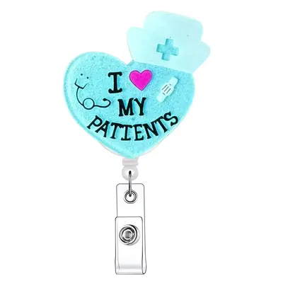 Heart & Nurse Hat Design Retractable Badge Reel, Portable Name Badge Holder with ID Clip for Nurse Doctor Student Volunteer E...