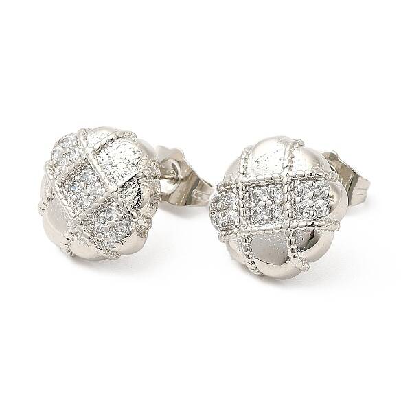 Clear Cubic Zirconia Flower Stud Earrings