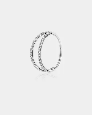 18G CZ Double Hoop Segment Nose Ring - Silver / 12mm