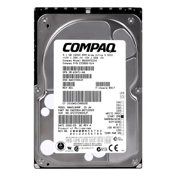 BD00975334 HP 9.1GB Ultra-160 SCSI 10000 3.5-inch Hard Drive