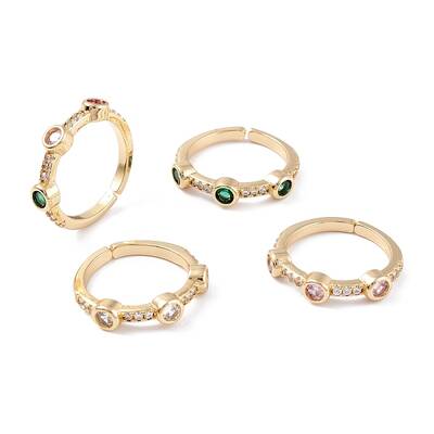 Brass Micro Pave Cubic Zirconia Cuff Rings