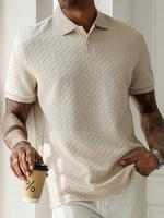 Men's Textured Shortsleeve Polo Shirt, Casual Short Sleeve Button Front Top for Summer, Fashion Men's Clothes for Daily Wear,...
