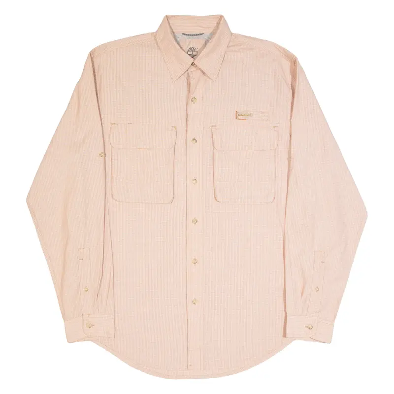 TIMBERLAND TURBO-DRY Mens Shirt Orange Check Long Sleeve M