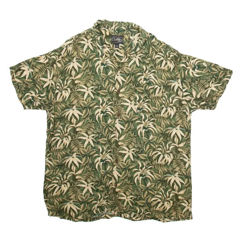 STEVE AND BARRY Mens Hawaiian Shirt Green Floral L