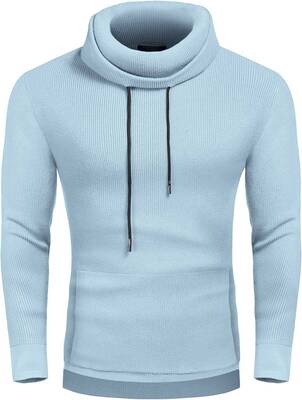 Knitted Pullover Turtleneck Sweater (US Only), Light Blue / M