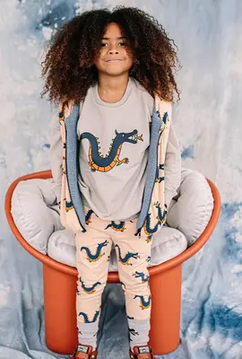 Organic cotton kid's joggers - Dragon | Size: 8-10