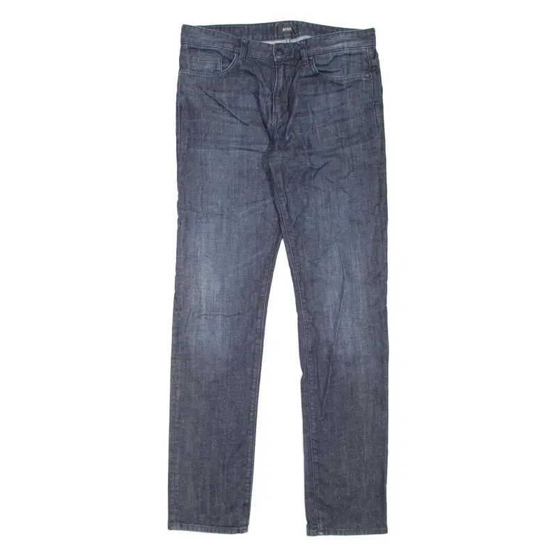 BOSS HUGO BOSS Mens Jeans Blue Slim Straight Stone Wash W33 L34