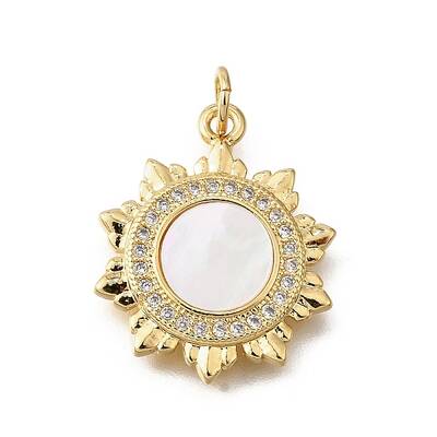 Brass Micro Pave Cubic Zirconia Shell Pendants