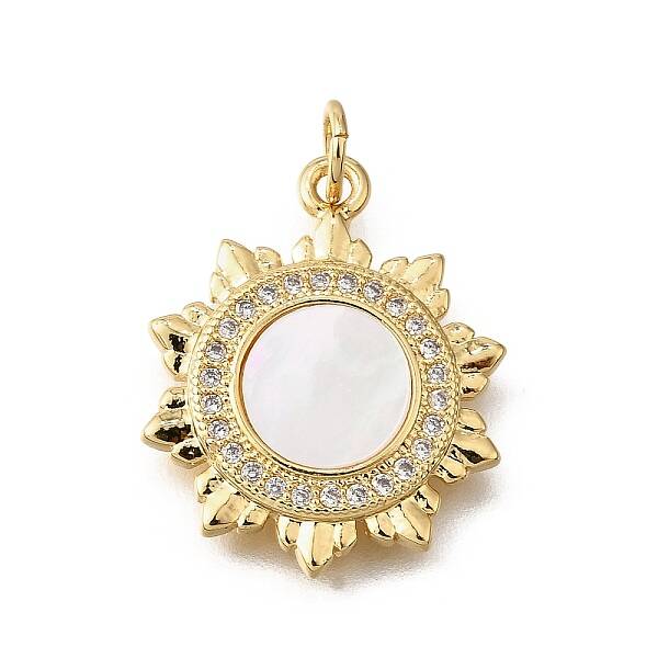 Brass Micro Pave Cubic Zirconia Shell Pendants