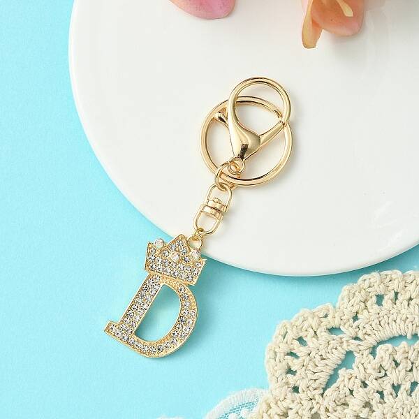 Golden Alloy Rhinestone Keychain