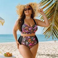 【S-2XL】【16-24W】Hanna Nikole Plus Size Bikini Sets for Women High Waisted Tummy Control Swimsuit Ruched Two Piece Bath...