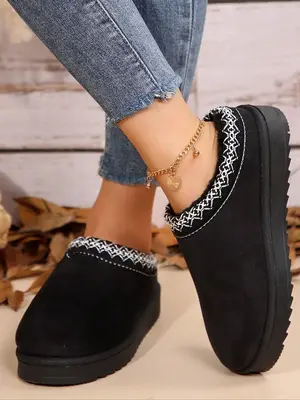 Women's Fashionable Plain Color Home Slippers, Casual Comfortable Home Slippers, Autumn and Winter Indoor and Outdoor Dual-us...