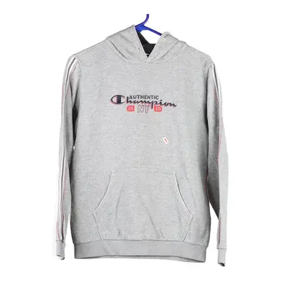 Age 13-14 Champion Spellout Hoodie - XL Grey Cotton Blend