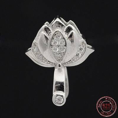 Anti-Tarnish Trendy Rhodium Plated 925 Sterling Silver Micro Pave Cubic Zirconia Pinch Bails