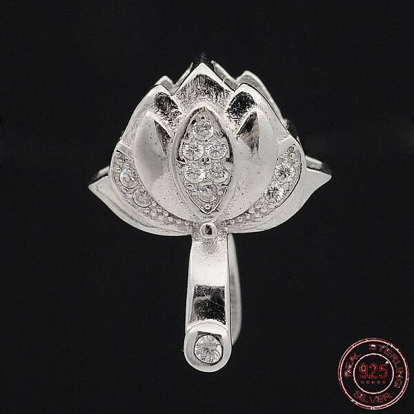 Anti-Tarnish Trendy Rhodium Plated 925 Sterling Silver Micro Pave Cubic Zirconia Pinch Bails