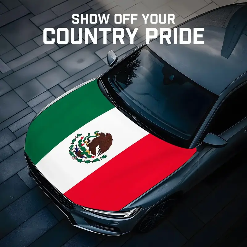 Mexican Flag Car Hood Cover - High Quality Sublimation Printed Car Hood Flag Patriotic Mexican Flag Design 4x5ft 120x155cm Si...