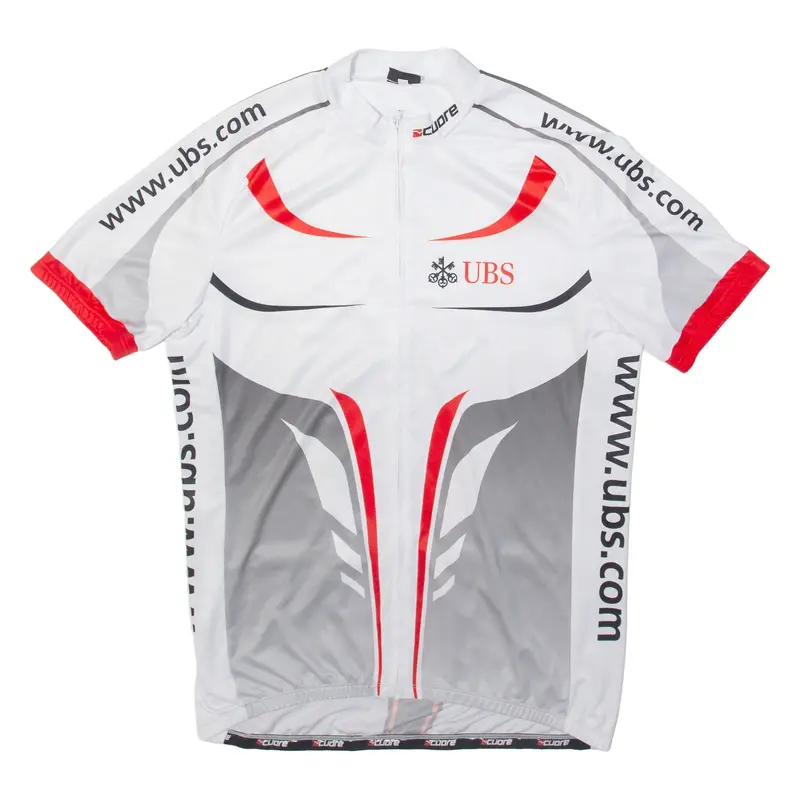 UBS Full Zip Cycling Mens Jersey White 3XL