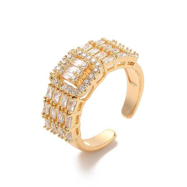 Brass Micro Pave Cubic Zirconia Open Cuff Rings