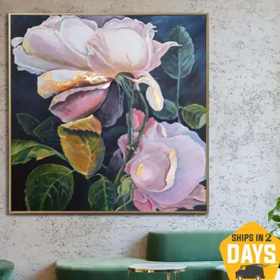 Large Abstract Flowers Wall Art Expressionist Art Original Textured Paintings On Canvas Handmade Art for Indie Room Decor | S...
