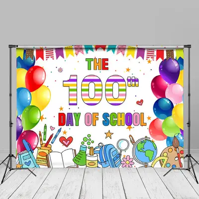 Colorful Balloons The 100th Day Of School Backdrop - Aperturee