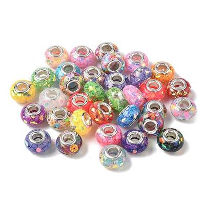 Transparent Resin Rondelle European Beads