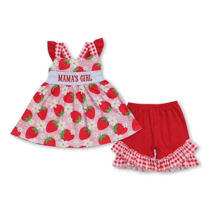 Strawberry Embroidery MAMA'S Girls Girls Set