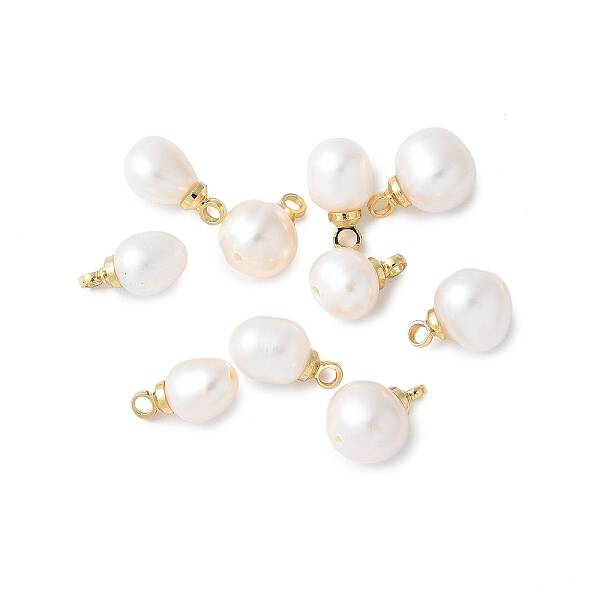 Brass with Natural Pearl Pendants