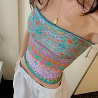 Y2k Boho Floral Tube Top Women Sexy Strapless Crop Bandeau Tops Backless Aesthetic Graphic Going Out Cami Shirt cute  top  fo...