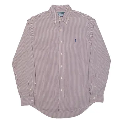 POLO RALPH LAUREN Custom Fit Mens Shirt Maroon Striped Long Sleeve S