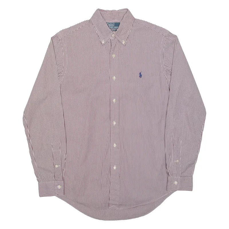 POLO RALPH LAUREN Custom Fit Mens Shirt Maroon Striped Long Sleeve S
