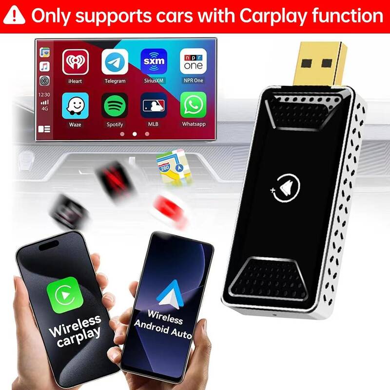 【Yurnlv】Mini AI Box - Streaming Netflix/Youtube/Tiktok to your car! 2 in 1 Wireless CarPlay and Android Auto Adapter sui