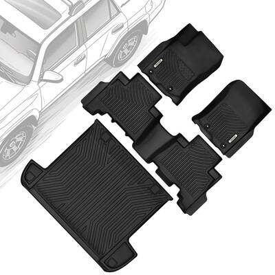 OEDRO Floor Mats Set for 2013-2024 Toyota 4Runner (Not fit 7 Seats ), Unique Black TPE All-Weather Guard Full Set Floor Liner...