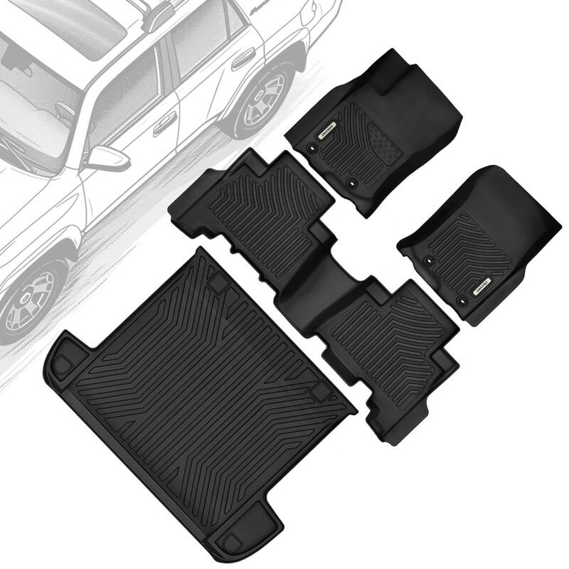 OEDRO Floor Mats Set for 2013-2024 Toyota 4Runner (Not fit 7 Seats ), Unique Black TPE All-Weather Guard Full Set Floor Liner...