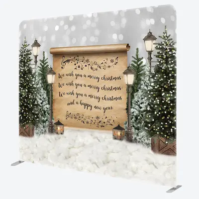 Aperturee Lights Tree Snow Bokeh Double-Sided Square Backdrop - Aperturee