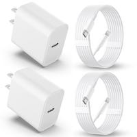4Pcs 20W Fast Charger with 6FT USBC to Lightning Cable for iPhone, Super Fast USB C Charger and Cord for iPhone 14/14 Plus/14...