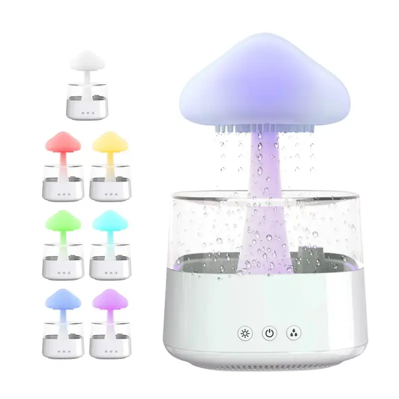 Rain Mushroom  Cloud Humidifier with colorful night light