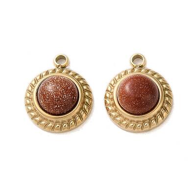 Synthetic Goldstone Half Round Charms