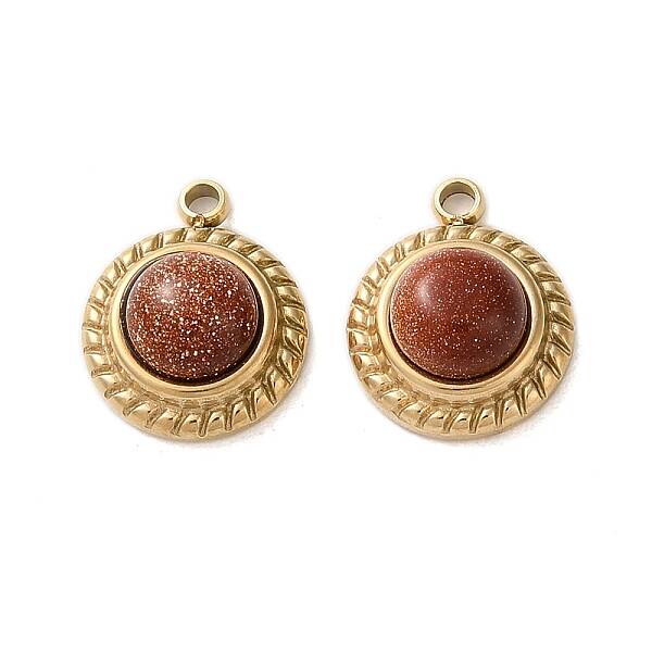 Synthetic Goldstone Half Round Charms