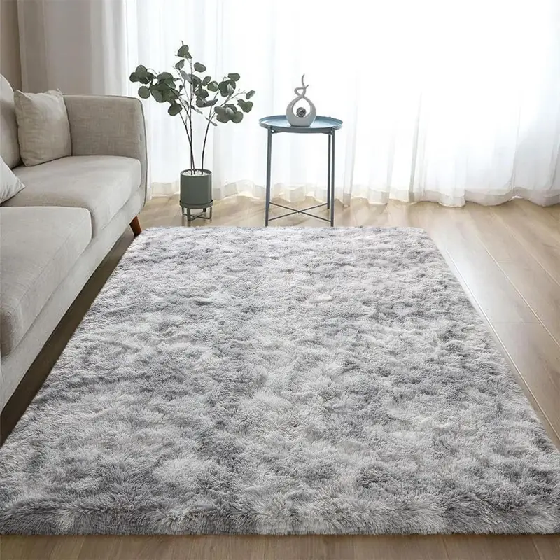Christmas Solid Fluffy Shaggy Rug, 1 Count Soft Rectangle Carpet, Anti-slip Large Bedroom Bedside Area Rug, Plush Floor Mat f...