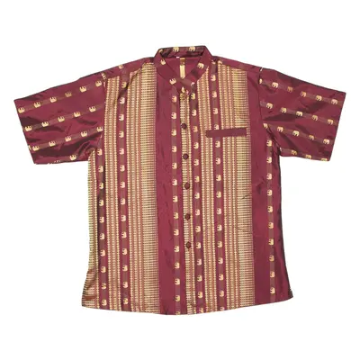 Mens Shirt Maroon Crazy Pattern XL