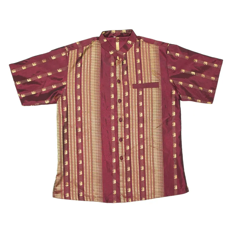 Mens Shirt Maroon Crazy Pattern XL
