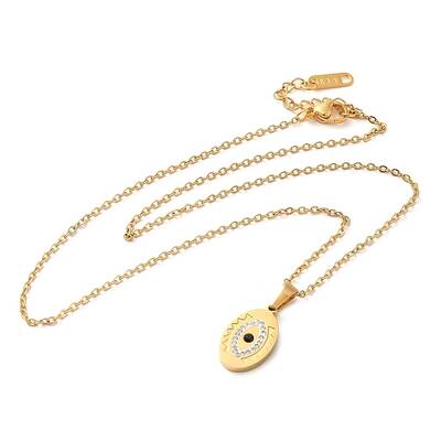 Horse Eye PVD Vacuum Plating 304 Stainless Steel Pendant Necklaces