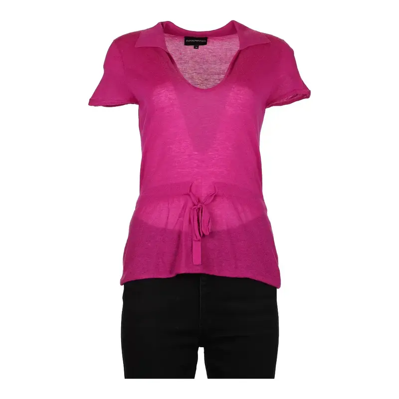 Emporio Armani V-neck Top - Medium Pink Wool Blend