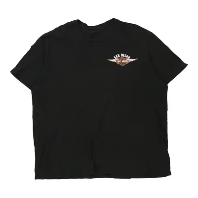 San Diego California Harley Davidson Graphic T-Shirt - 2XL Black Cotton