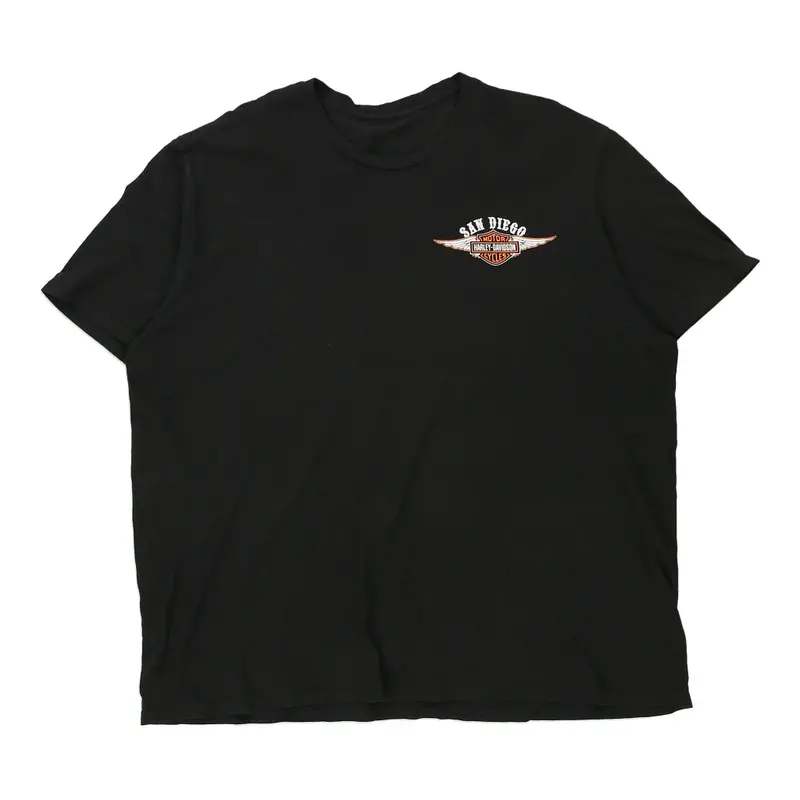 San Diego California Harley Davidson Graphic T-Shirt - 2XL Black Cotton