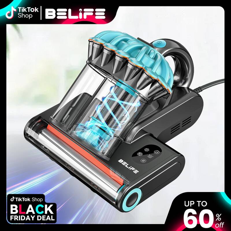 Belife M8 Mattress Vacuum Cleaner, Anti-allergen Dust Mite Bed Vacuum Cleaner with Safe UV Function & Hot Air & High Hea